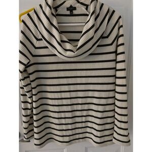 Talbots Petite Waffle Knit Cowl Neck Striped‎ Pullover Top, MP